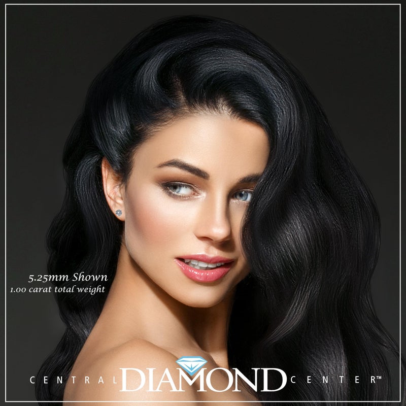 Central Diamond Center 14K Gold Post & Sterling Silver Made with Swarovski Zirconia 3 Prong Martini Stud Earrings- Yellow Gold Plated 5.25mm 1.00ctw - Image 4